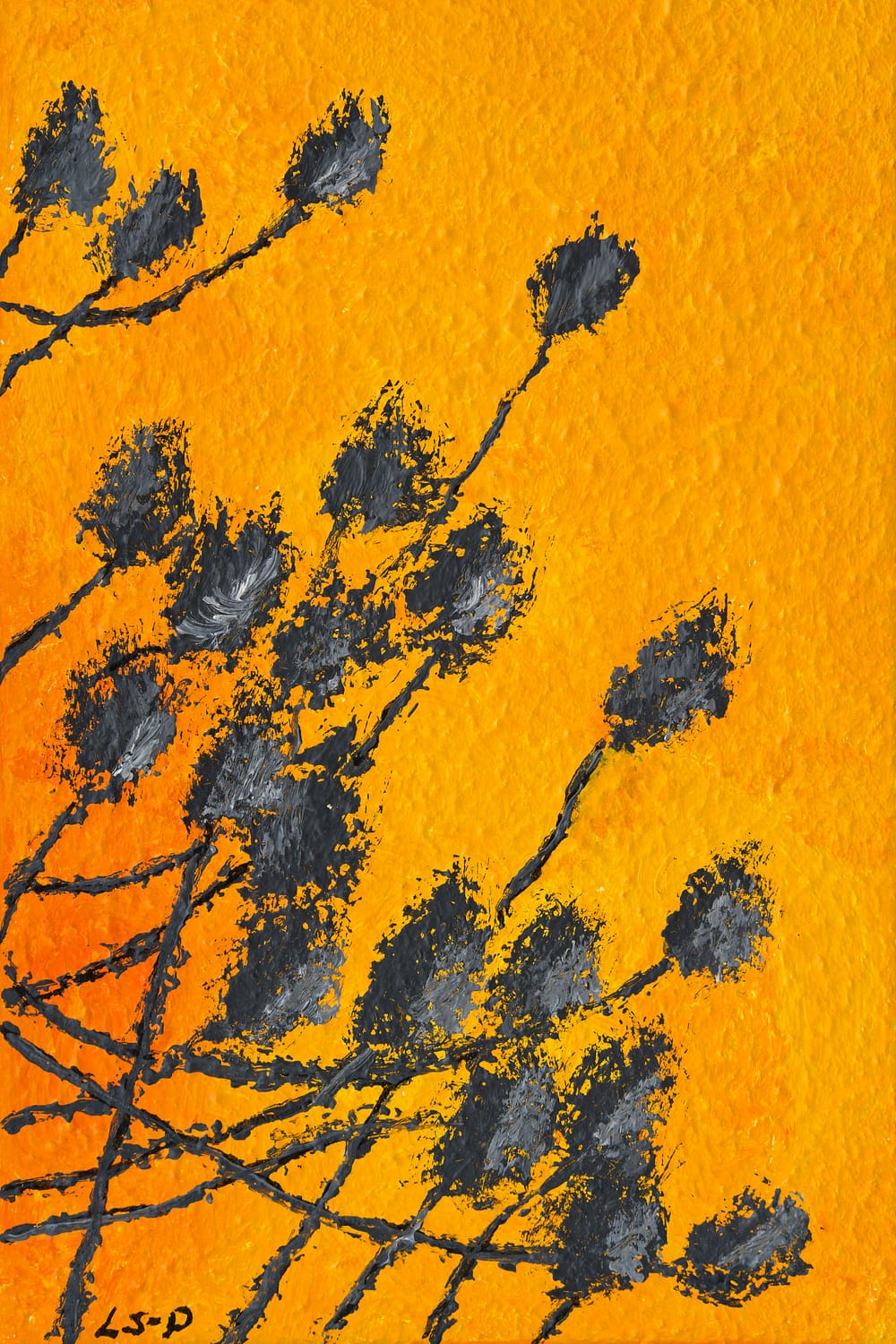 Lene Schmidt-Petersen: "Skyggeplanter mod orange mur" (20 x 30 cm)