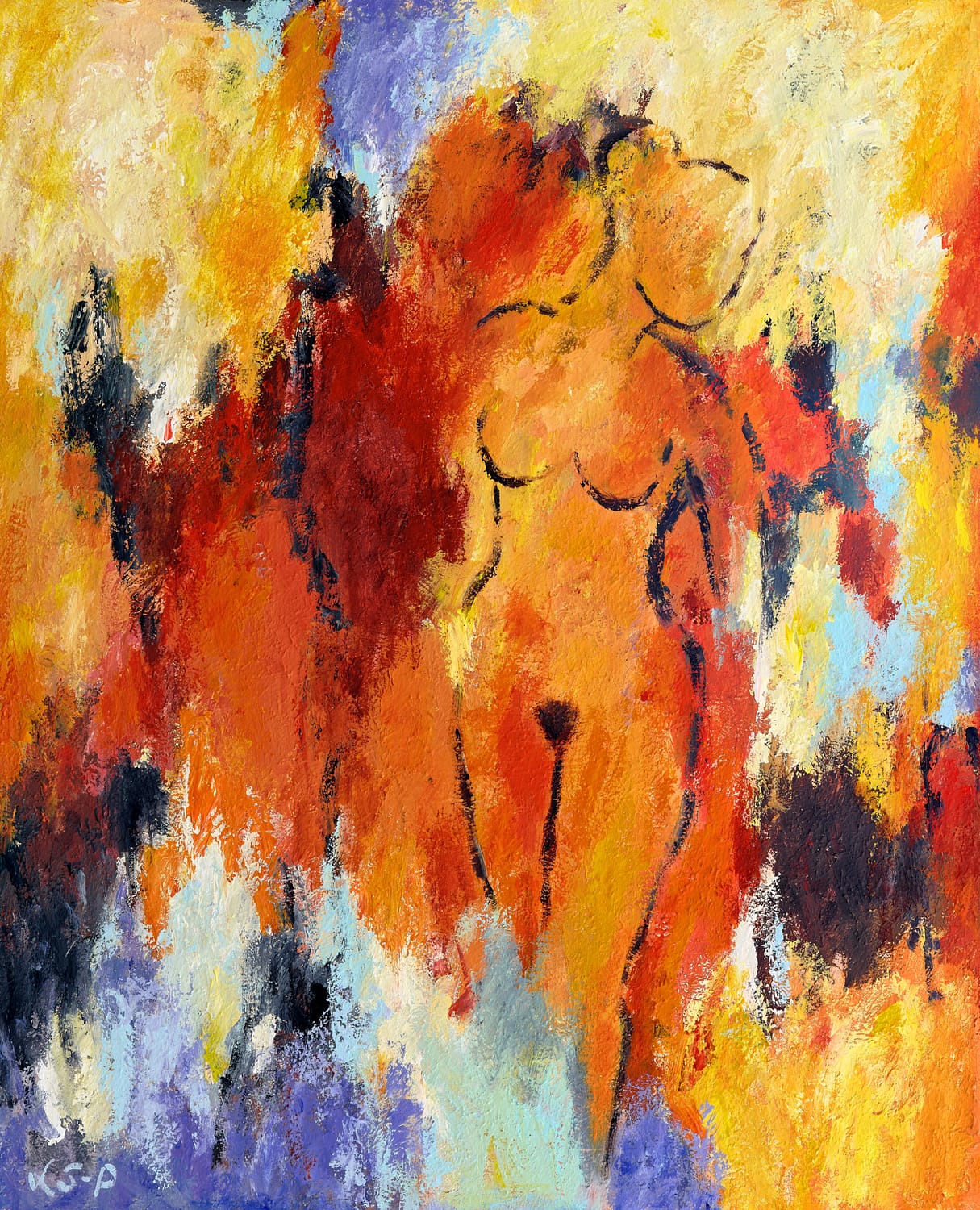 Lene Schmidt-Petersen: "Kvinde i det røde rum" (81x100 cm)
