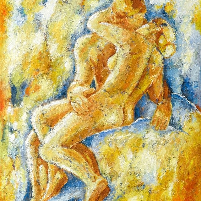 Lene Schmidt-Petersen: "Kysset" (90 x 120 cm)