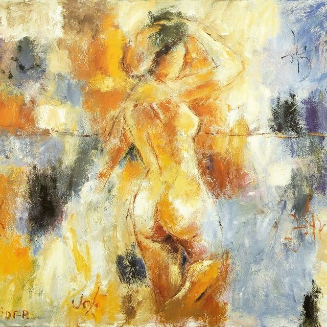 Lene Schmidt-Petersen: "Hun smukkeserede sig for morgensolen" (53 x 42 cm)