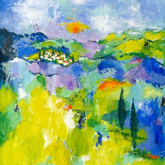 Lene Schmidt-Petersen: "Let's go down to the south of France (where we can love, I think there is a chance)" (60 x 80 cm)