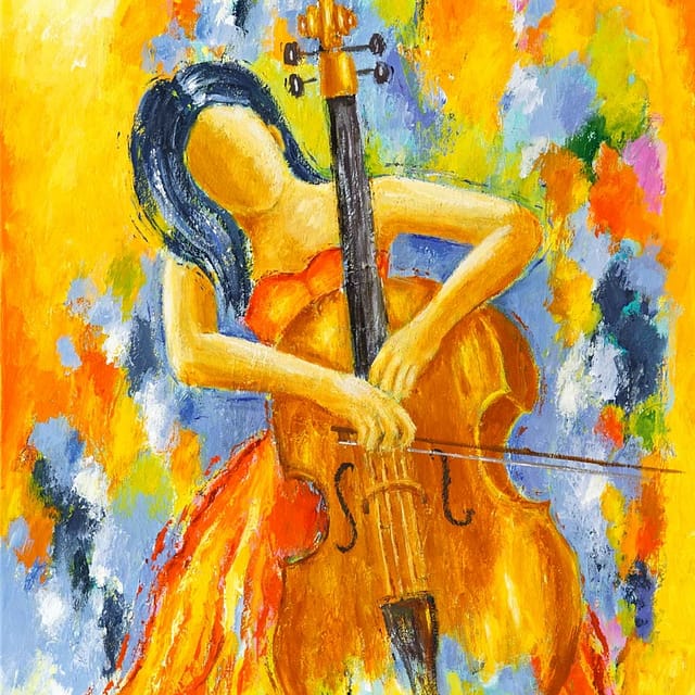Lene Schmidt-Petersen: "Cellist" (60x80 cm)