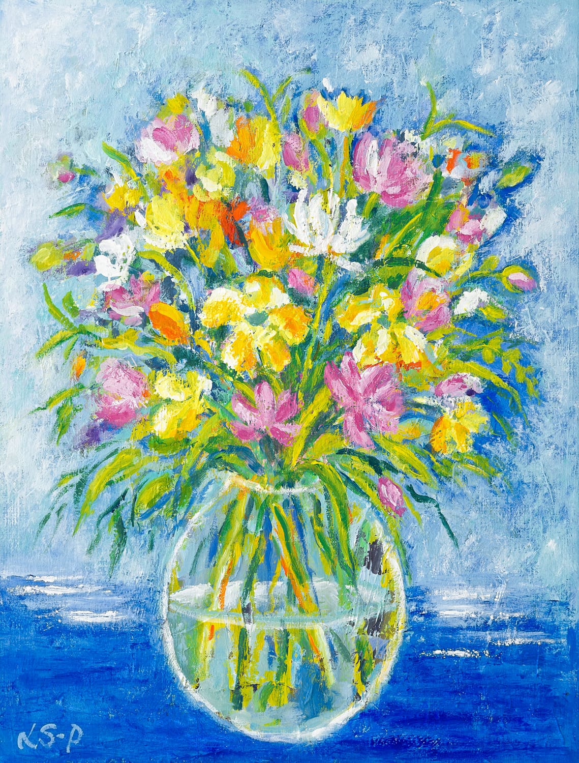 Lene Schmidt-Petersen: "Sunshine Flowers" (38 x 50 cm)