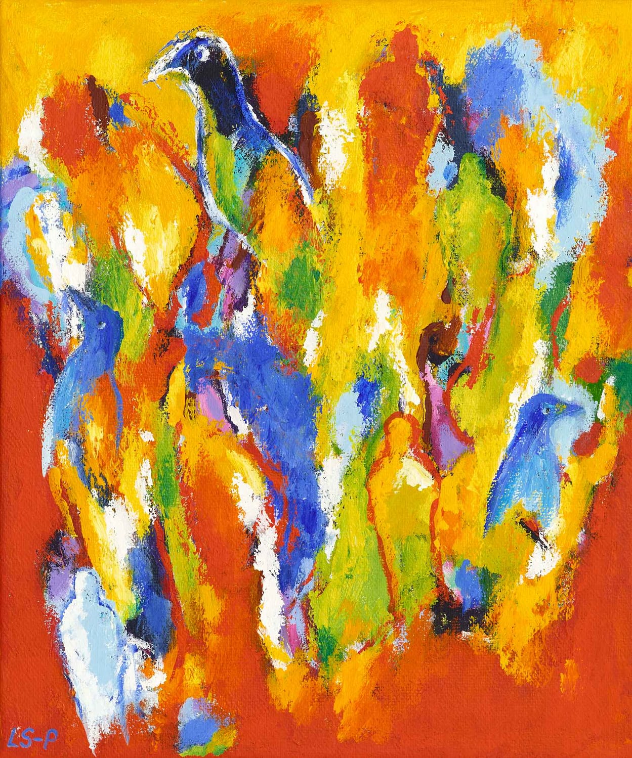 Lene Schmidt-Petersen: "En herlig dag i den farvede verden" (50x60 cm)