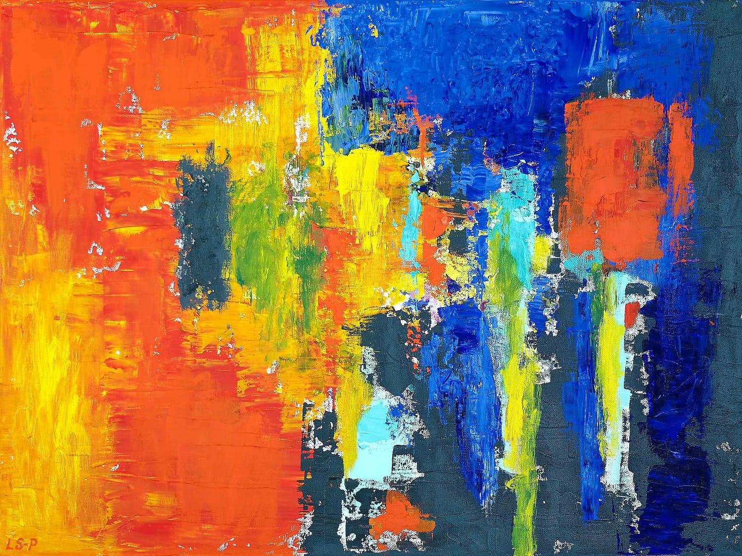 Lene Schmidt-Petersen: "Farven trænger sig på II" (80x60 cm)